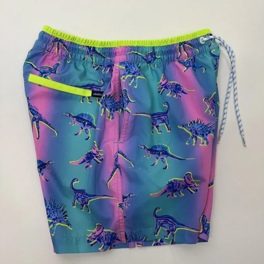 Chubbies Swim Trunks Mens 5.5 Inch Blue Pink Dino Brief Mesh Liner Small - Picture 9 of 9
